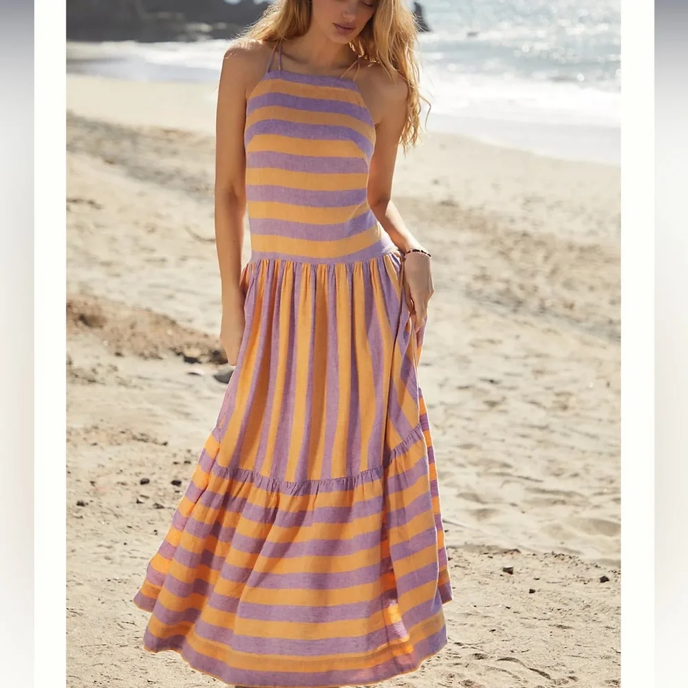 Anthropologie Striped Halter Maxi Dress - Picture 1 of 6